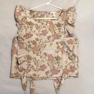 Jacquard top with flutter sleeves